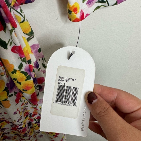 Jessica Simpson womens 6 midi floral vneck wrap belt elastic fabric dress spring - Picture 6 of 12